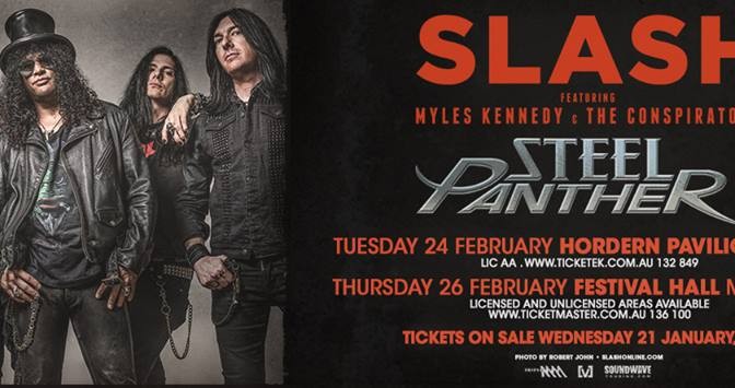 SLASH feat. Myles Kennedy + The Conspirators and Steel Panther announce Soundwave Sidewaves